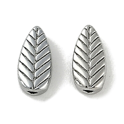 Платина Латунные бусины, без кадмия, без никеля и без свинца, лист, платина, 7.5x3.5x2.5 мм, отверстие : 1 мм