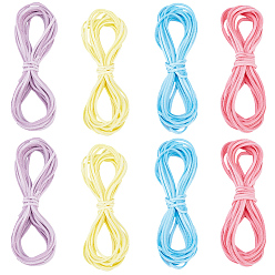 (52) Непрозрачная лаванда 8 пучки 4 цвета плоский шнур из искусственной замши, для кожевничества, разноцветные, 3x1.6 мм, около 5.47 ярдов (5 м) / пачка, 2 комплекты/цвет