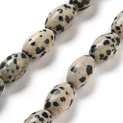 Далматинских Джаспер Природные яшмы далматин бисер нитей, рис, 12x8 мм, отверстие : 1.2 мм, около 33 шт / нитка, 15.94'' (40.5 см)