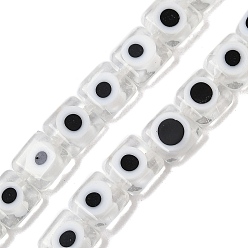 Прозрачный Ручной сглаза бусины бисер нитей, квадратный, прозрачные, 7.5~8x7.5~8x3 мм, отверстие : 0.6 мм, около 48 шт / нитка, 14.37~14.53'' (36.5~36.9 см)