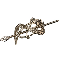 Античное Золото Тибетский стиль палочки сплава волос, держатель для хвоста с полыми волосами, Аксессуары для волос в стиле скандинавских викингов своими руками, античное золото , 120 мм