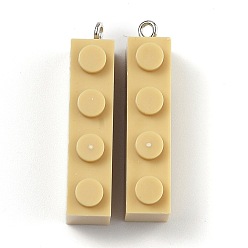 Светло-хаки Непрозрачные акриловые подвески, с железной платиной петлей, Подвески из длинного прямоугольника, светлый хаки, 35.5x7.5x11.5 мм, отверстие : 2 мм