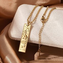 Стрелец 304 ожерелья с подвеской в виде прямоугольного созвездия из нержавеющей стали с прозрачным кубическим цирконием для женщин и мужчин, реальный 18 k позолоченный, Стрелец, 18.07 дюйм (45.9 см)