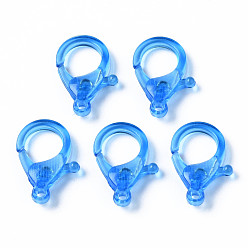 Озёрно--синий Прозрачные акриловые застежки в виде когтей лобстера, Плут синий, 25.5x18x6 мм, отверстие : 1.8 мм