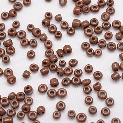 Coconut Brown 8/0 Glass Seed Beads, Grade A, Round, Opaque Colours, Coconut Brown, 2.8~3.2mm, Hole: 1.0mm, about 15000pcs/pound