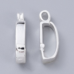 Silver Brass Donut Bails, Donuthalter, Fit For Pi Disc Pendants Jewelry Making, Silver, 30x4.8x10mm, Hole: 4x3mm, Inner Size(Place for Donut) : about 20.4x6.6mm