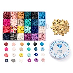 (52) Непрозрачная лаванда Наборы для изготовления эластичных браслетов в стиле хейши из бисера своими руками, в том числе бусины из полимерной глины ручной работы, прозрачная эластичная хрустальная нить и латунные дистанционные бусины, разноцветные