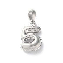 Платина Латунные подвески, числовые прелести, стойки покрытие, долговечный, без свинца и без кадмия, платина, 14.5x10x4 мм, отверстие : 4x2.5 мм