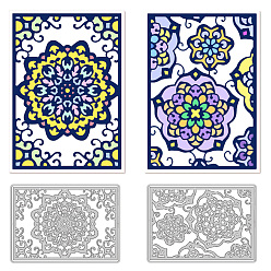 Цветок 2шт 2 стили мандала тема углеродистая сталь трафареты для резки, для diy scrapbooking, Фотоальбом, декоративная бумага для тиснения, форма для поздравительных открыток, цветок, 141x101x0.8 мм, 1 шт / стиль