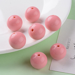 Salmon Opaque Acrylic Beads, Round, Salmon, 20x19mm, Hole: 3mm, about 111pcs/500g