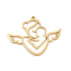 Настоящее золото 18K День матери 304 кулоны из нержавеющей стали, ангел, реальный 18 k позолоченный, 29.5x37.5x1.3 мм, отверстие : 1.5 мм