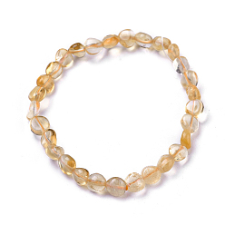 Citrine Natural Citrine Bead Stretch Bracelets, Tumbled Stone, Nuggets, Inner Diameter: 2~2-1/4 inch(5.2~5.6cm)