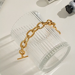 Золотой 304 женские браслеты-цепочки из нержавеющей стали, с Переключить застежками, золотые, 7-5/8 дюйм (19.5 см)