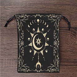 Солнце Бархатные набивные сумки для хранения, мешочек на шнурке для упаковки карт Таро, прямоугольные, солнце, 18x13 см