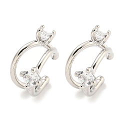 Платина Серьги-манжеты из циркония, круглые кольца, платина, 17x12 мм