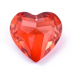 Светло-сиамский K 9 подвески из стеклянного горного хрусталя, граненые, сердце, Light Siam, 44x45.5x27.5 мм, отверстие : 1.4 мм