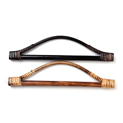 Mixed Color Wood & Rattan Woven Bag Handles, for Bag Handles Replacement Accessories, Mixed Color, 6.6x27x1.3cm, Inner Diameter: 4.4x20.5cm