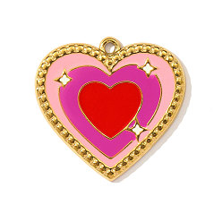 Камелия 304 нержавеющей стальной эмали подвески, сердце прелести, ионное покрытие (ip), реальный 18 k позолоченный, камелия, 25x24 мм
