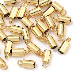 Real 18K Gold Plated SHEGRACE Brass Cord Ends, End Caps, Column, Cadmium Free & Nickel Free & Lead Free, Long-Lasting Plated, Real 18K Gold Plated, 3.5x3.5x8mm, Hole: 1.6mm