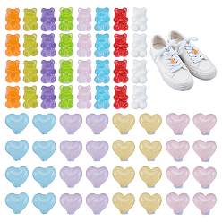 (52) Непрозрачная лаванда 64шт. пластиковые и смоляные пряжки для обуви, медведь, разноцветные, 19 мм