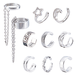 Античный Серебристый & Платиновый 2пары 2стили 925серьги-манжеты из стерлингового серебра, с 3серьгами-манжетами и 1набором серег-манжетов, старинное серебро и платина, 8~28x9~13.5x2~5.5 мм