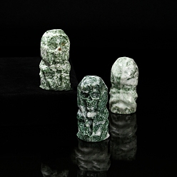 Камень с Зелеными Точками Натуральные зеленые пятна из яшмы, украшение домашнего офиса, череп, 75 мм
