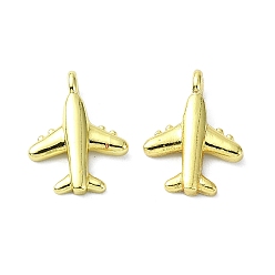 Настоящее золото 18K Стойки обшивки латунные подвески, долговечный, без свинца и без кадмия, самолет, реальный 18 k позолоченный, 13.5x10x3 мм, отверстие : 1.5 мм