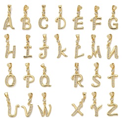 Настоящее золото 18K 26 кулоны из латуни с микрочастицами и кубическим цирконием., подвески с буквой az~z, долговечный, без свинца и без кадмия, стойки покрытие, реальный 18 k позолоченный, 15~17x10~14x1.5~2 мм, отверстие : 4.5x3.5 мм