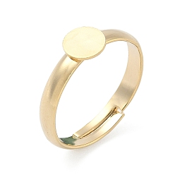 Настоящее золото 24K Регулируемая латунные настройки площадку кольцо, пустой плоский круглый поднос для колец, стойки покрытие, долговечный, без свинца и без кадмия, реальный 24 k позолоченный, лоток : 6 мм, 3 мм, внутренний диаметр: 17 мм