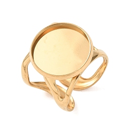 Doré  304 composants de l'anneau de manchette en acier inoxydable, réglage de la bague de tampon ronde, placage ionique (ip), plaqué longue durée, or, 18~18.5mm, taille us 7 1/4 (17.5 mm), taille du bac: 16 mm
