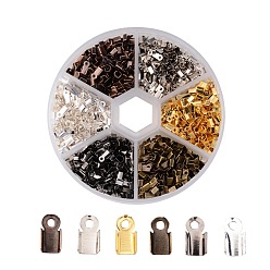 (52) Непрозрачная лаванда 1 коробка 1380 штук 6 цветных железных складных обжимных конца, загибаем концы шнура, разноцветные, 6x3x2.3 мм, отверстие : 1.2 мм, около 230шт / отсек