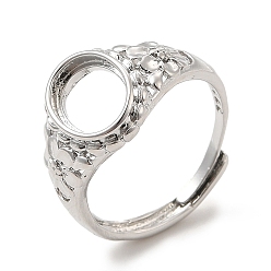 Платина Регулируемые кольцевые компоненты из латуни, Настройки колодки кольцо, овальные, платина, внутренний диаметр: 19 мм, лоток : 10x8 мм