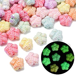 (52) Непрозрачная лаванда УФ-покрытие и светящиеся непрозрачные акриловые шарики, звезда, радужный, светится в темноте, разноцветные, 19x19.5x10.5 мм, отверстие : 2.4 мм