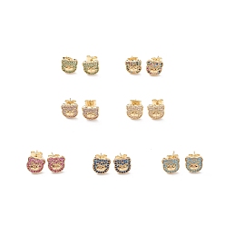 (52) Непрозрачная лаванда Серьги-гвоздики с кубическим цирконием, настоящие позолоченные украшения из латуни для женщин, разноцветные, 18 мм, штифты : 9.5x10 мм