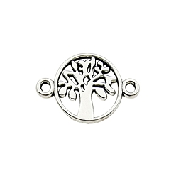 Antique Silver Tibetan Style Connector Charms, Tree of Life, Antique Silver, 11x17mm