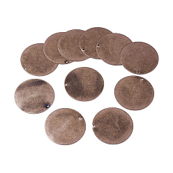 Red Copper Metal Tags, Brass Stamping Blank Tag Pendants, Flat Round, Red Copper, 34x0.5mm, Hole: 1mm
