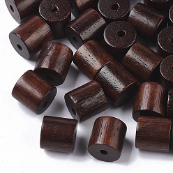 Saddle Brown Natural Wood Beads, Waxed Wooden Beads, Dyed, Column, Saddle Brown, 12x12mm, Hole: 2.5mm, about 450pcs/500g