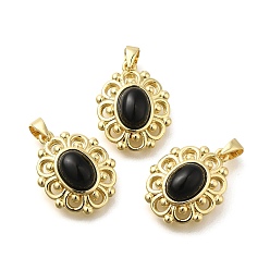 Black Onyx Подвески из натурального черного оникса (окрашенные и нагретые), стойка покрытие золотистый тон латунные овальные подвески, долговечный, 18x14x6 мм, отверстие : 3.5x3 мм