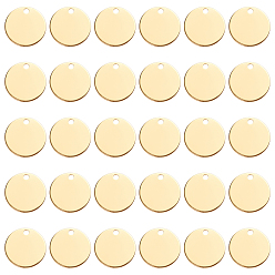 Золотой Латунные подвески, штамповка пустой метки, плоско-круглые, золотые, 20x1 мм, отверстие : 2 мм, 30 шт / коробка