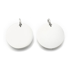 Нержавеющая Сталь Цвет Гладкая поверхность, устойчивая к потускнению 304 подвески из нержавеющей стали, плоско-круглые, пустые бирки с зеркальной полировкой, цвет нержавеющей стали, 16x1.5 мм, отверстие : 3 мм