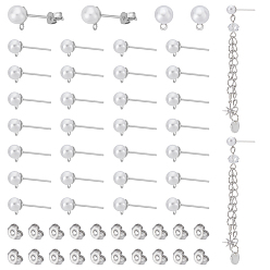 Нержавеющая Сталь Цвет 150 шт железные серьги-гвоздики, с акриловыми бусинами, имитирующими жемчуг, и петлей, 150 шт. 304 гайки ушные из нержавеющей стали, цвет нержавеющей стали, 17x6.5 мм, отверстие : 0.8 мм, штифты : 0.8 мм