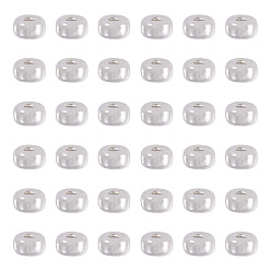 Серебро 925 стерлингов серебряные шарики Spacer, рондель, серебряные, 3x1.5 мм, отверстие : 1 мм, 50 шт