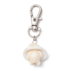 Turtle Подвесные украшения из синтетической бирюзы и ракушек, Поворотные застежки-когти-омары для украшения сумок, черепаха, 56~57 мм