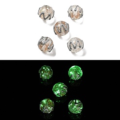 Верблюжий Светящиеся бусины лэмпворк из золота и песка ручной работы, бусины ручной работы, круглый с волной, светится в темноте, верблюжие, 12~12.5 мм, отверстие : 1.2 мм