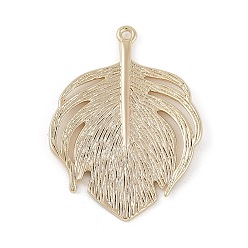 Настоящее золото 18K Латунные подвески, без кадмия, без никеля и без свинца, лист прелести, реальный 18 k позолоченный, 32.5x29x2 мм, отверстие : 1.4 мм