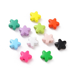 Mixed Color Spray Painted Alloy Beads, Star, Mixed Color, 7x8x3.5mm, Hole: 1~1.2mm