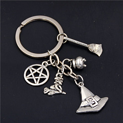 Witch Брелок из сплава на тему Хэллоуина, платина, ведьма, 2.5 см