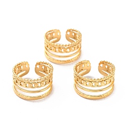 Золотой Ионное покрытие (ip) 304 перстни из нержавеющей стали, манжеты кольца, долговечный, форма обочины, золотые, 8~12 мм, размер США 7 1/4 (17.5 мм)