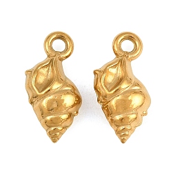 Golden 304 Stainless Steel Pendants, Ion Plating(IP), Conch Shell Shape Charms, Golden, 19x10x6mm, Hole: 1.8mm