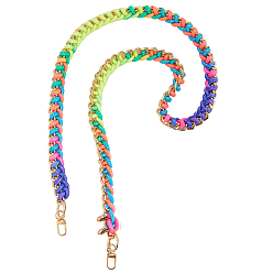 Разноцветный Ремни для сумок из акриловой цепи и полиэстерового плетеного шнура, с железными пружинными кольцами и застежками, аксессуары для замены сумок, золотые, красочный, 1180x24x12 мм